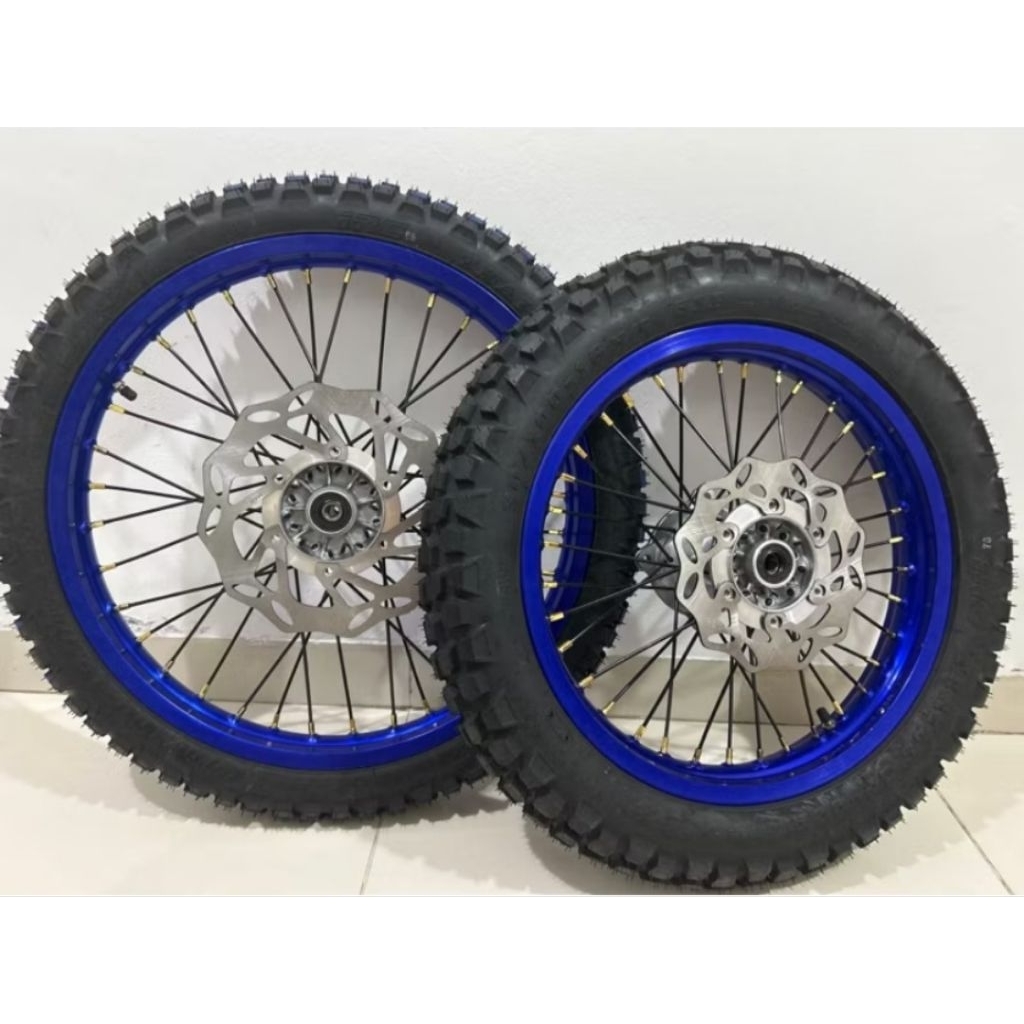 SEPAKET VELG KLX FULL SET SAMA BAN GODZILLA+CAKRAM DEPAN/BELAKANG UK VELG 18/21