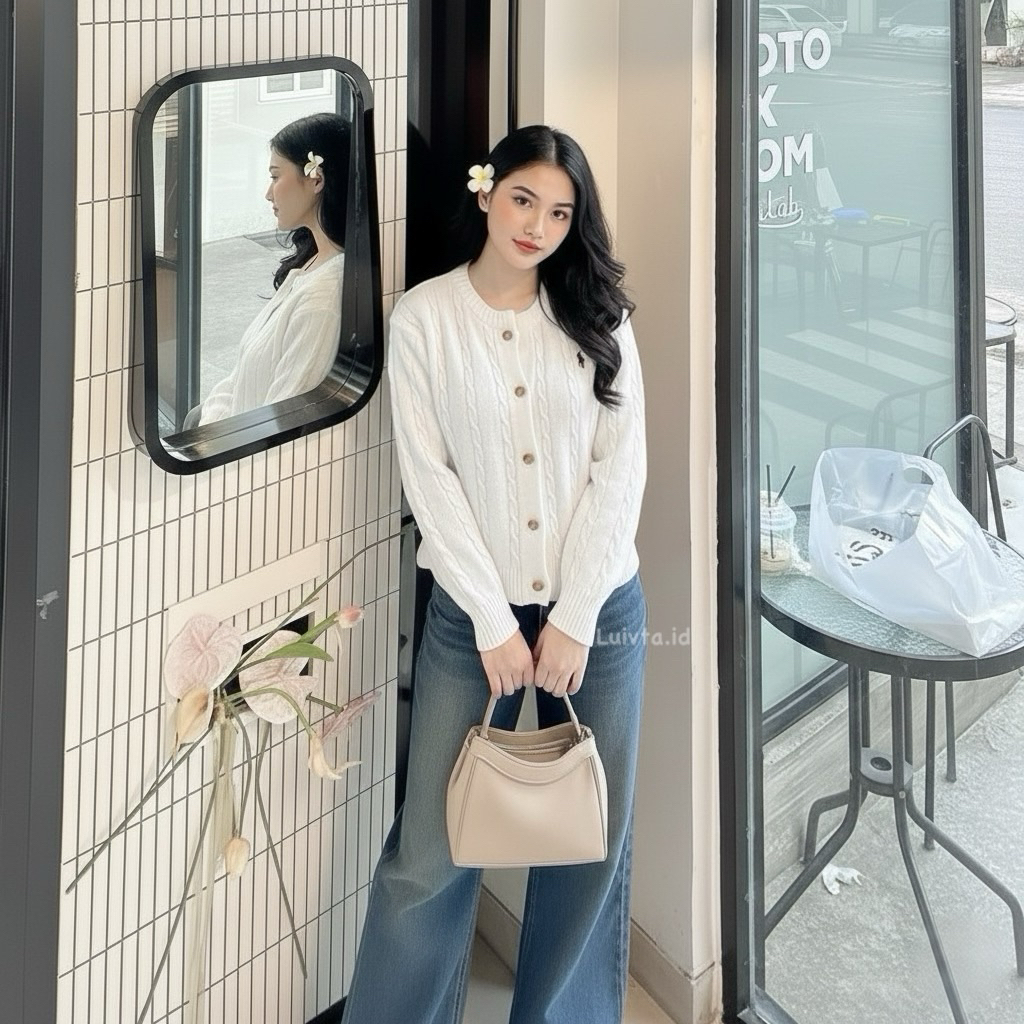 Luivta - Cardigan Rajut Premium - Cardigan Polo Premium - Knit Premium -Cardigan Kepang