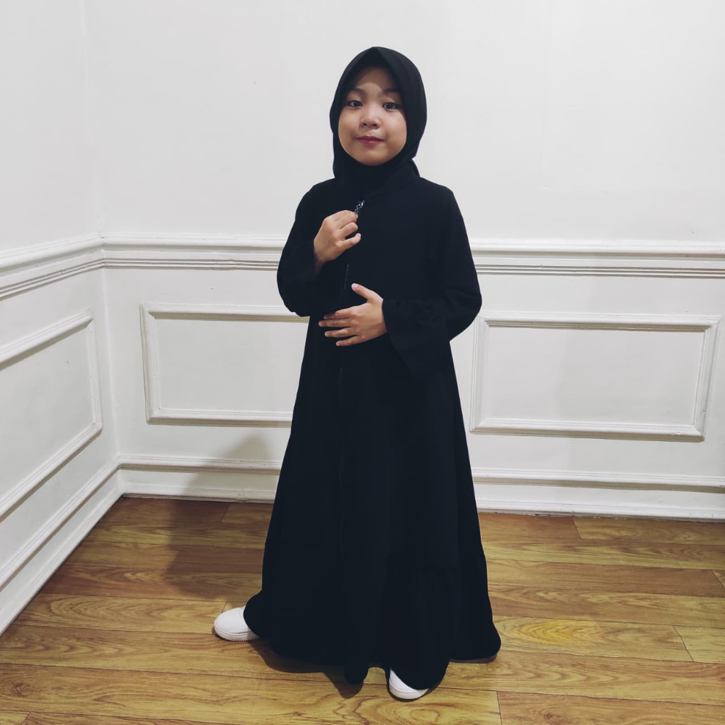 Chachakustore Gamis Lebaran 2026 Gamis Anak Perempuan Hitam Jetblack Terbaru Model NADINE DRESS
