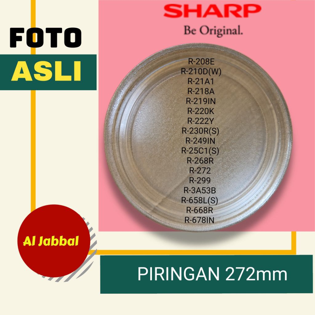 Piringan microwave rotating glass sharp original model R-222Y R-21A1 diameter 27,2cm