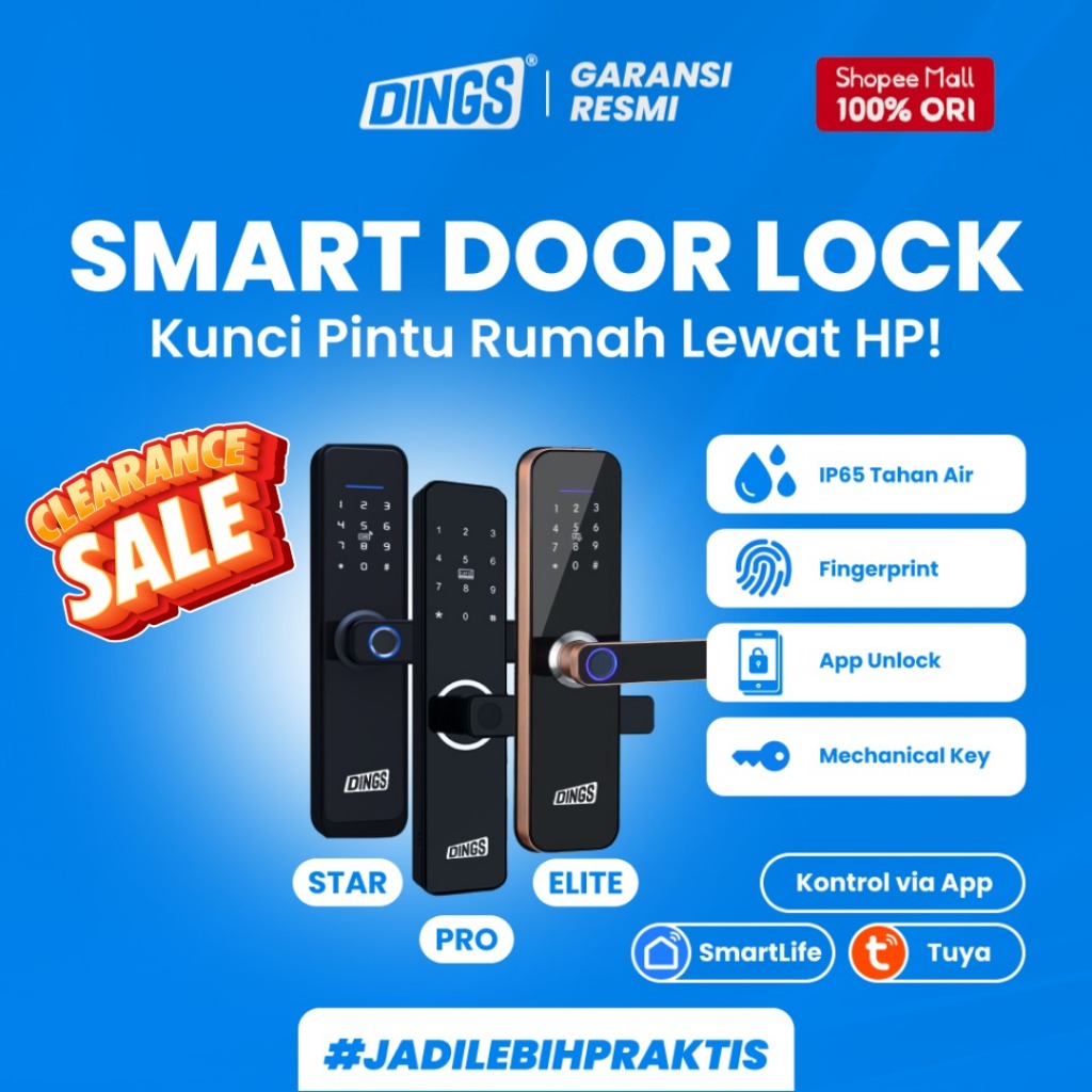 DINGS Smart Door Lock Kunci Pintu Digital Smart Home Fingerprint RFID Card