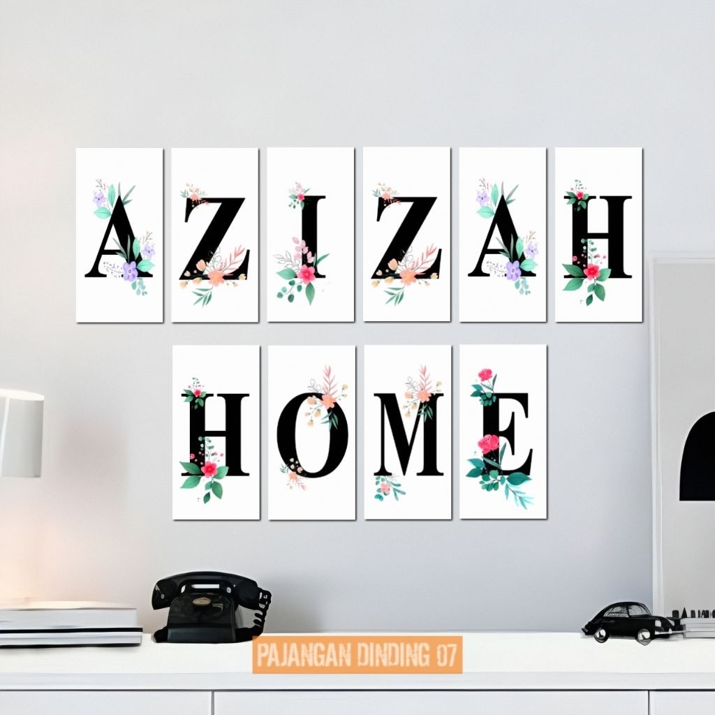 Hiasan dinding kamar aesthetic Poster dinding huruf abjad bunga Pajangan Wall decor
