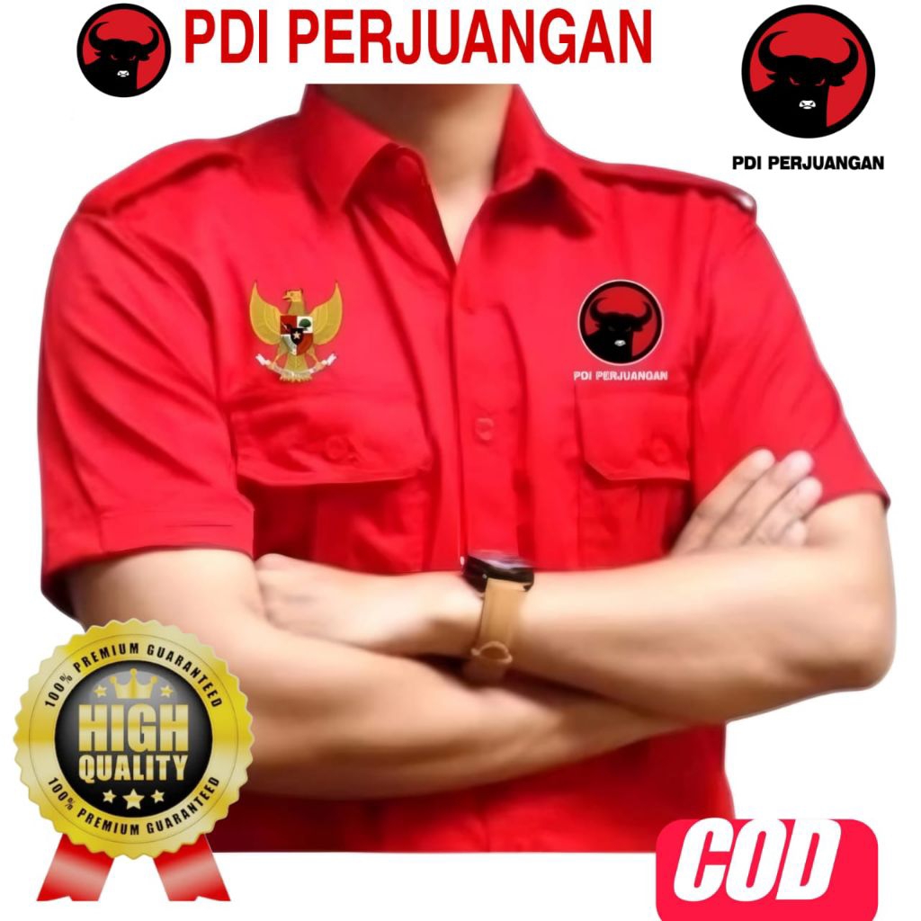 kemeja PDI perjuangan baju PDI perjuangan Bordir logo dan gratis nama seragam PDIP bordir