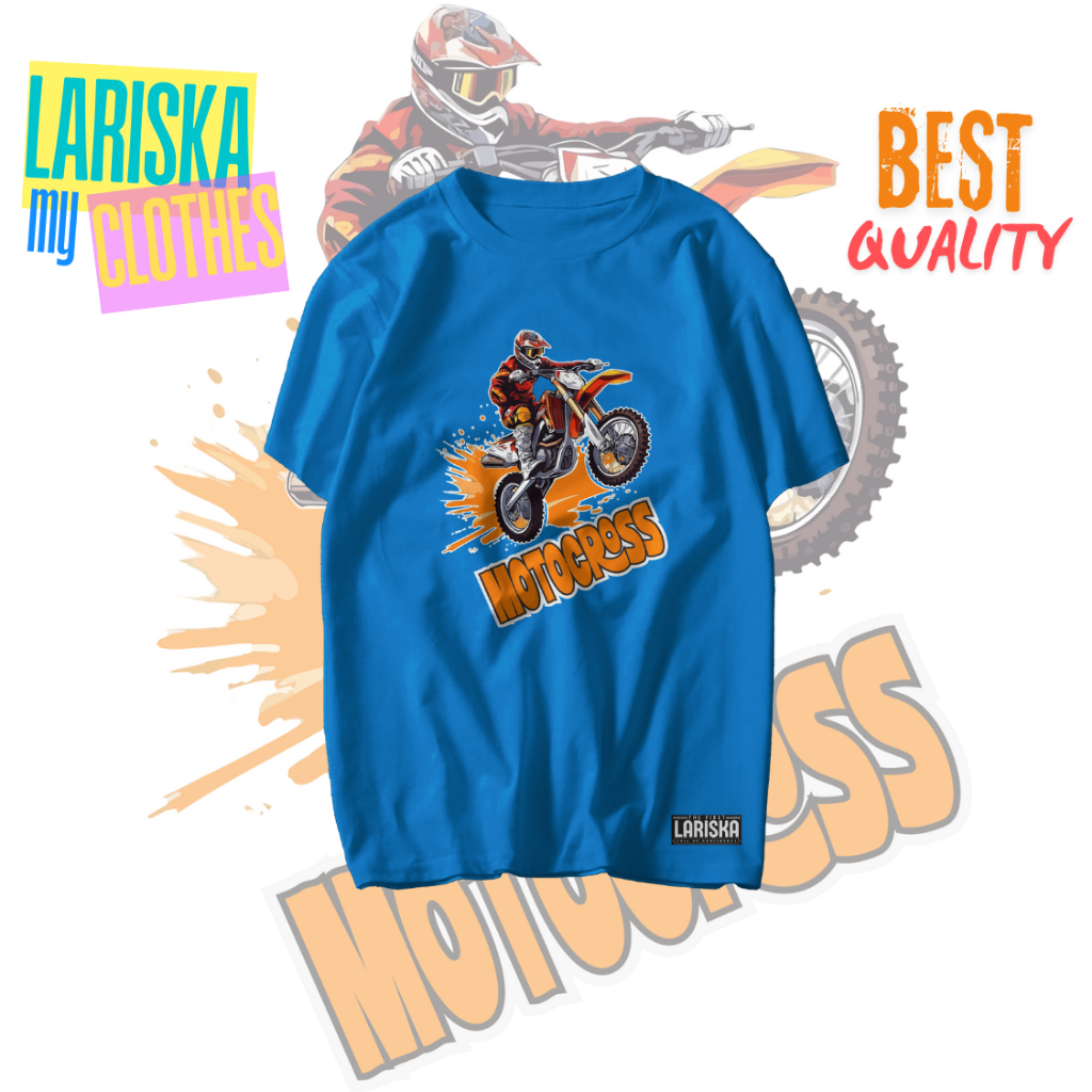 Kaos Anak Motif Motor Trail Motocross Katun Adem Baju Sporty Anak Laki-Laki 1–12 Tahun