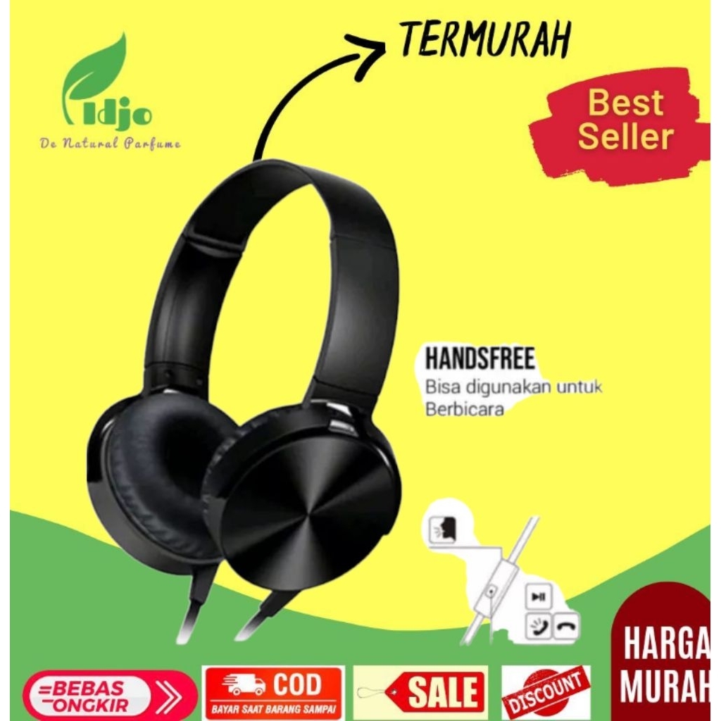 headset bando besar buat musik gamer ada mic buat telephone handpone bass trible headphone kabel aux