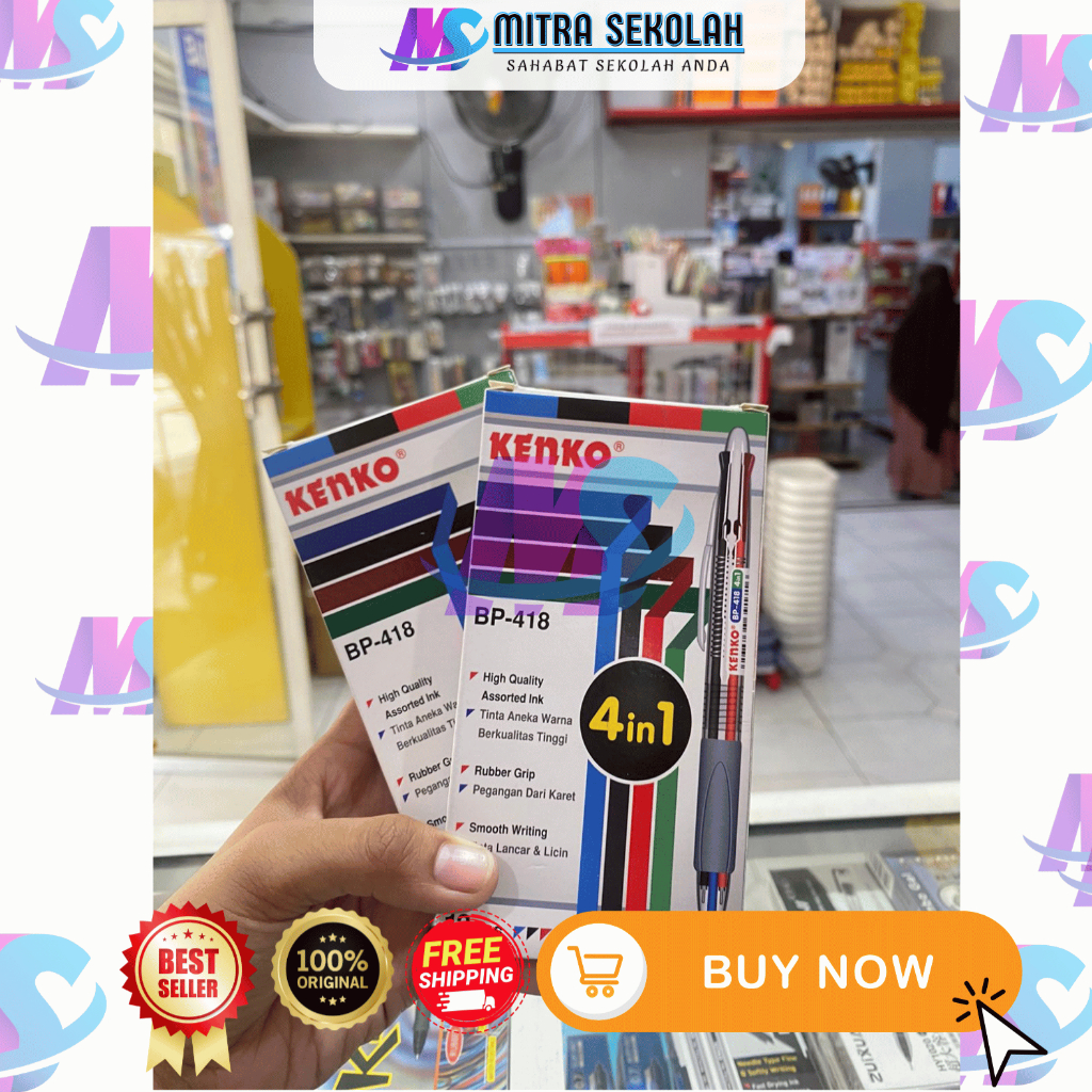 Pen 4 In 1 Bp-418 Kenko Tinta Gel 4 Warna