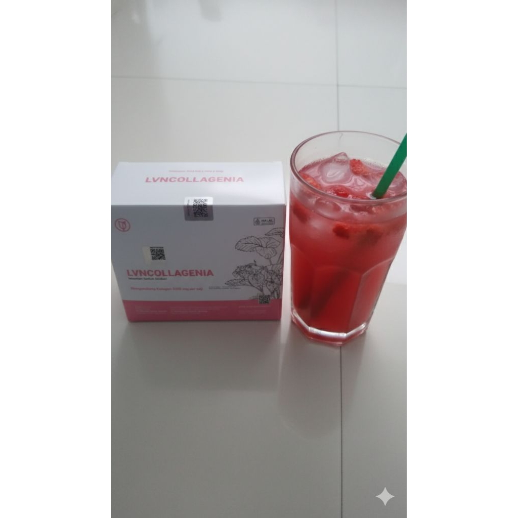 minuman serbuk rasa strawberry lvn collagenia kolagen menyehatkan kulit