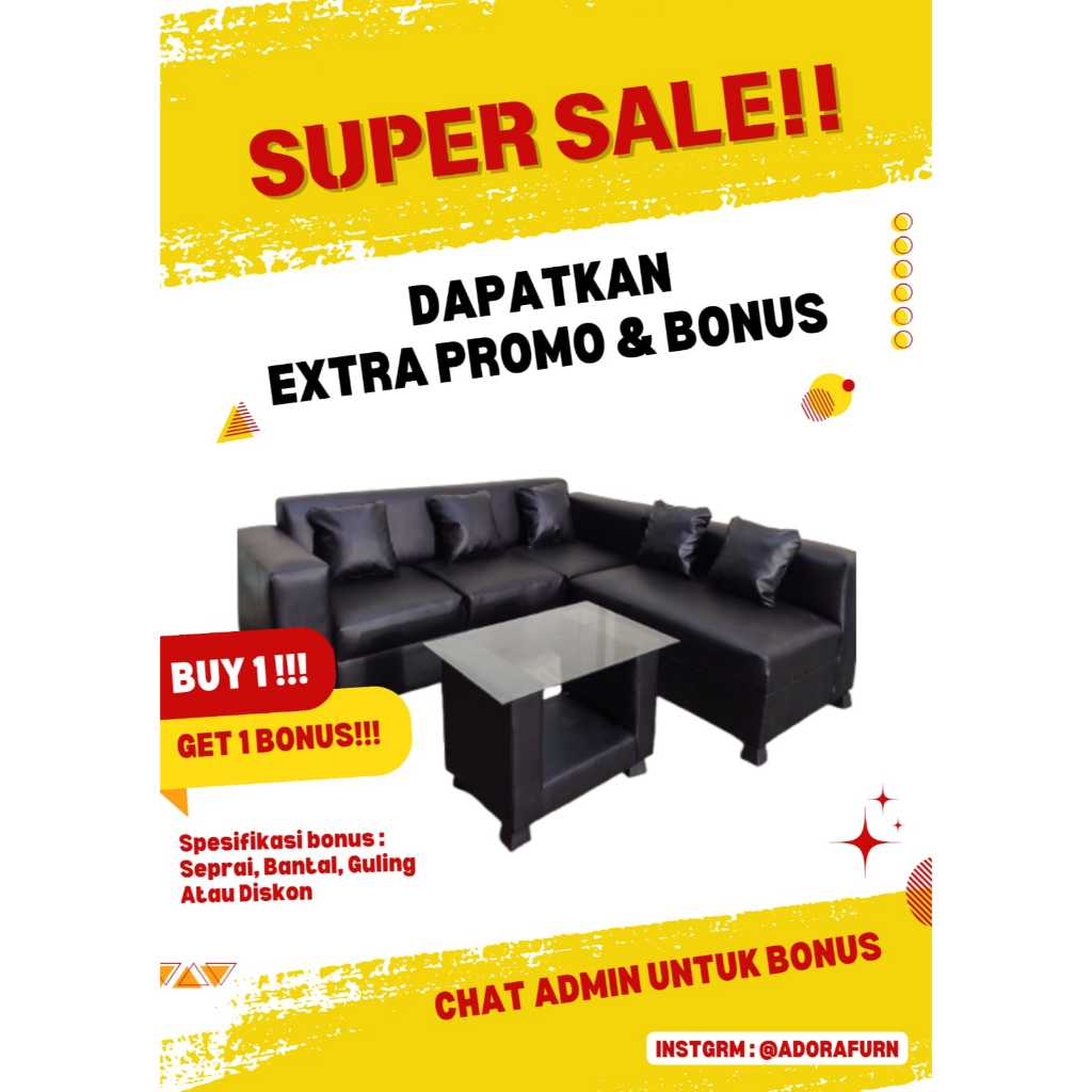 Sofa Minimalis L Putus / sudut  Oscar / Kalep/ Yakoho Calvino / FREE ONGKIR
