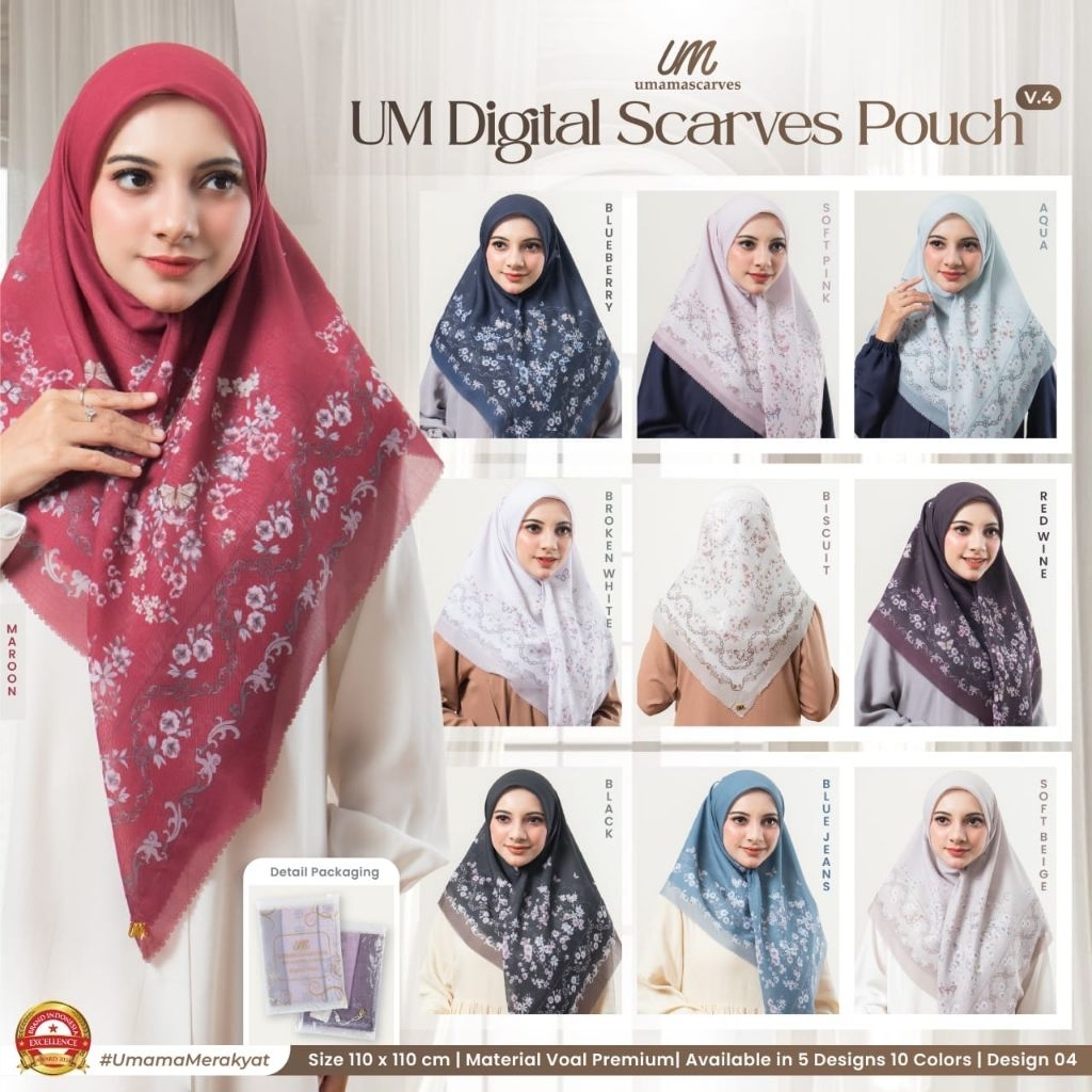 hijab segi empat um digital motif umama dapat 10 pcs