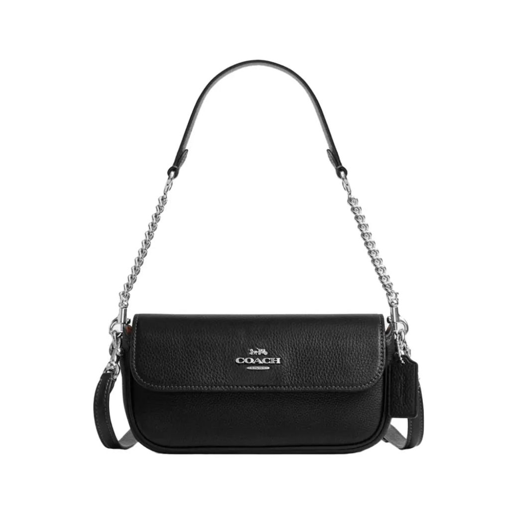 Coach Hailey Flap Bag Leather Black