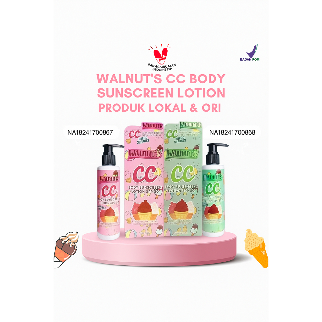 MAMI - WALNUTS CC BODY SUNSCREEN LOTION 200ML BPOM LOKAL - CC BODY SUNSCREEN WALNUTS