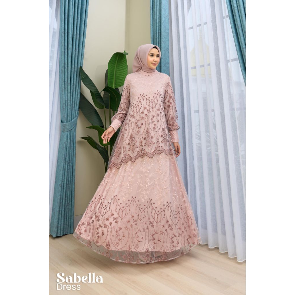 SABELLA DRESS / DRESS MEWAH WANITA / GAMIS PESTA ORI BY MAREVI (HANYA SIZE JUMBO)