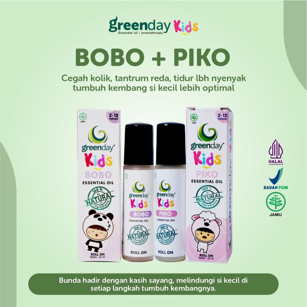 Greenday Kids BOBO & PIKO | Essential Oil Anak Cegah Kolik, Redakan Tantrum & Bantu Tidur Nyenyak