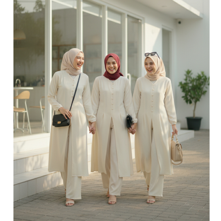 Setelan Tunik Celana Muslimah Premium – Look Anggun & Stylish untuk Hangout Atau Kondangan - Baju Se