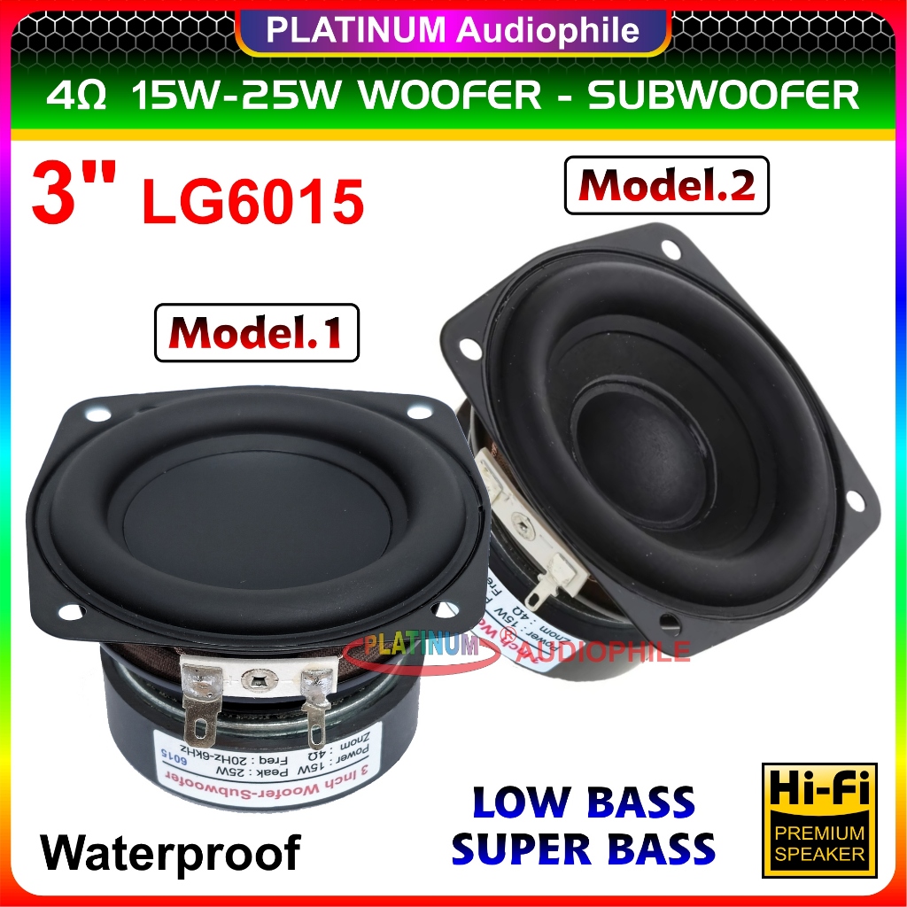 Speaker 3 inch Super Bass 4 ohm 15W-25W Waterproof Speker 3" Woofer Subwoofer LG-6015