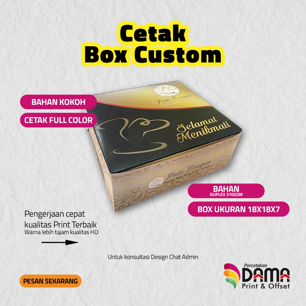CETAK BOX NASI CUSTOM / KOTAK 18X18X7 / CUSTOM BOX NASI MURAH / CETAK KOTAK KEMASAN