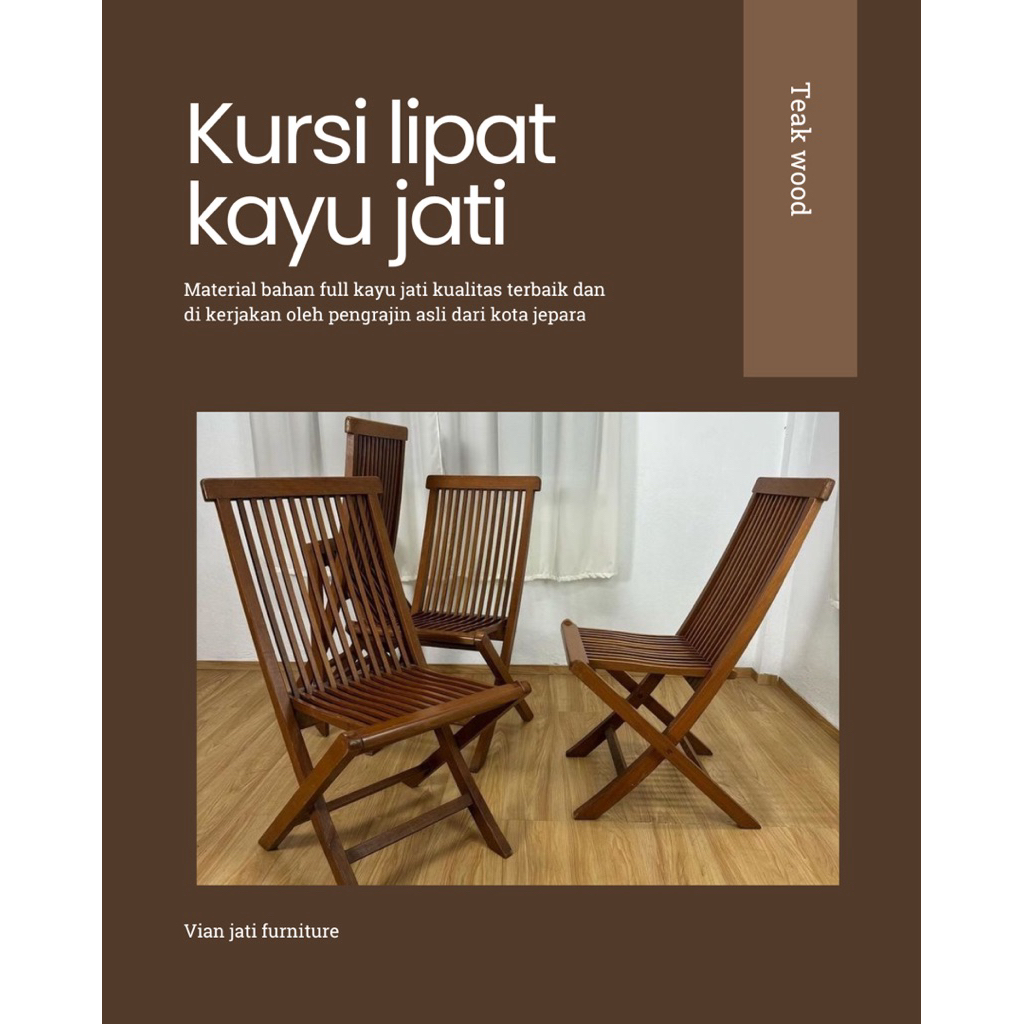 kursi lipat kayu jati / kursi makan lipat kayu jati