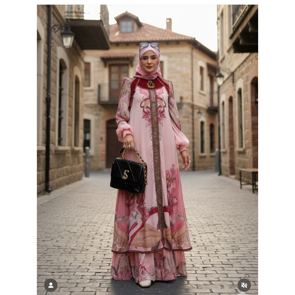 Gamis syari set sracft eles brand gamis eles lina sukijo set