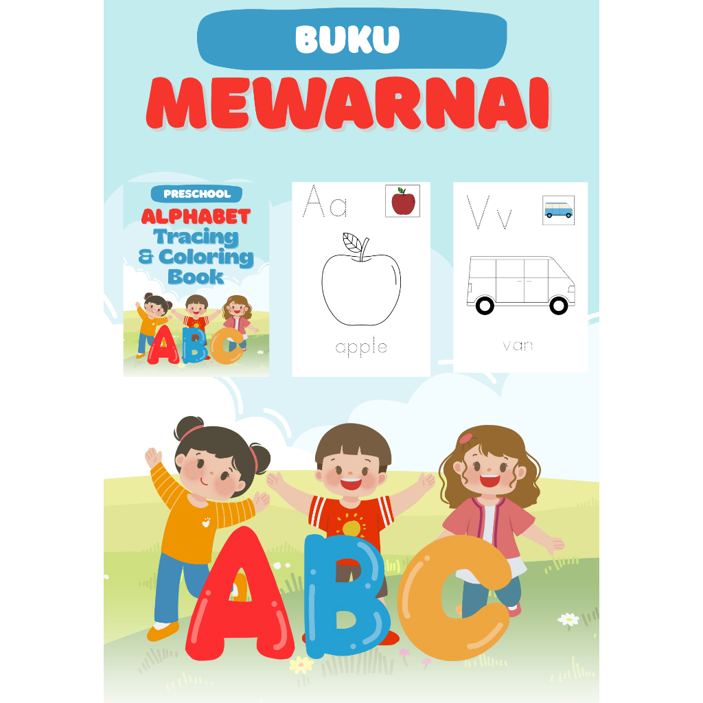 Kertas Mewarnai Anak F4 Tebal & Besar – 25 Lembar Gambar Lucu Siap Warna