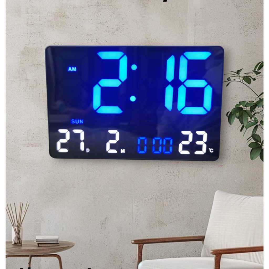 Jam Dinding Digital & Jam Meja LED Dengan Layar Besar & Jam Digital LED Besar Tampilan JH-2619