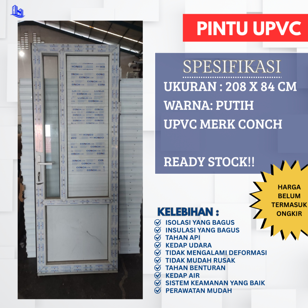 Pintu UPVC Ready Stock - Pintu Kamar - Pintu Toilet - UPVC Conch - Pintu Kaca - Pintu Panel UPVC