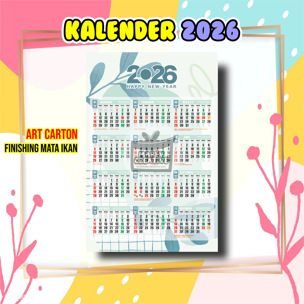 KALENDER 2026 : Kalender , Kalender 2026 Aesthetic , Kalender Custom , Kalender Mini , Cetak Kalende