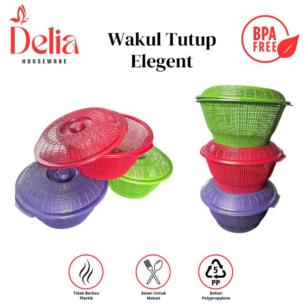 (PAKET HEMAT 48 PCS) WAKUL TUTUP ELEGENT - WAKUL BERKATAN PLASTIK - BESEK HAJATAN - CETING PLASTIK