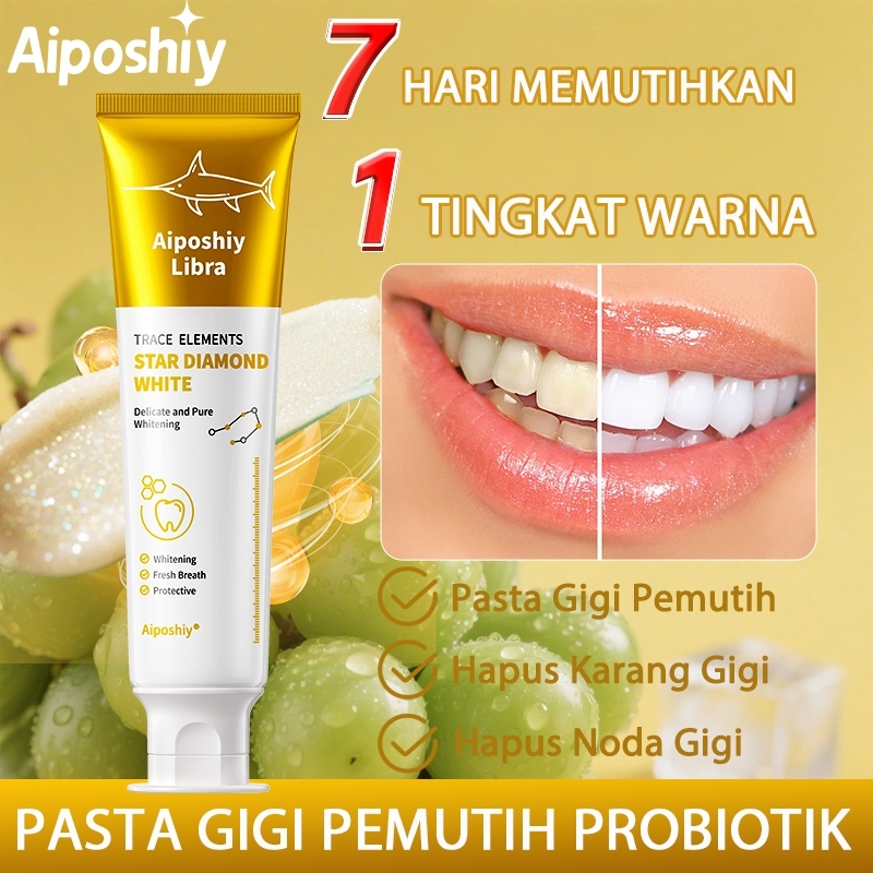 Aiposhy Pasta Gigi Pemutih PROBIOTIK TINGKAT WARNA CEPAT MEMUTIHKAN GIGI 7 HARI & ANTI KARANG GIGI