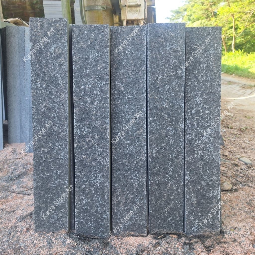 Batu Alam Andesit Bakar 10x60 | Andesit Hitam Tulungagung | Batu Granit Hitam Bakar