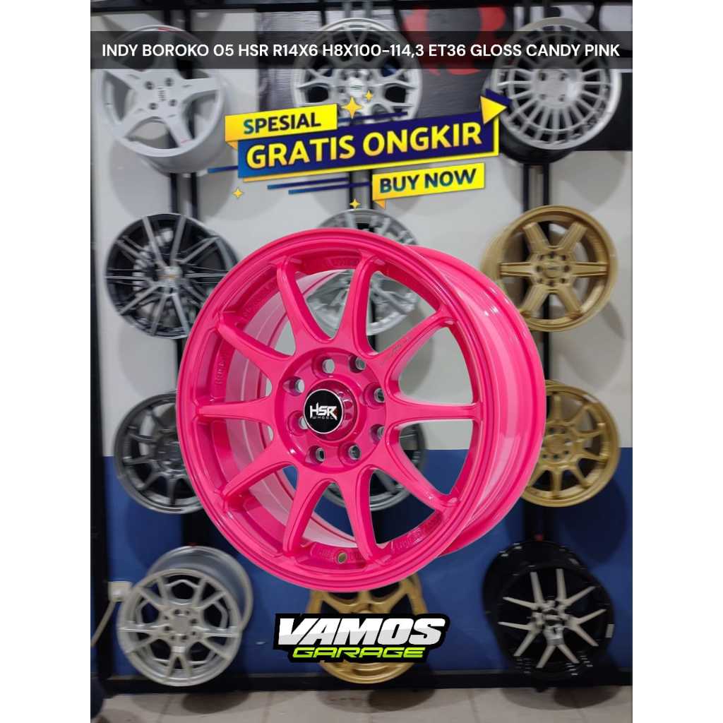 VELG HSR INDY R14X6 H8X100-114,3 PELEK MOBIL RACING RING 14 UNTUK KARIMUN PICANTO, WAGON, AVANZA DLL
