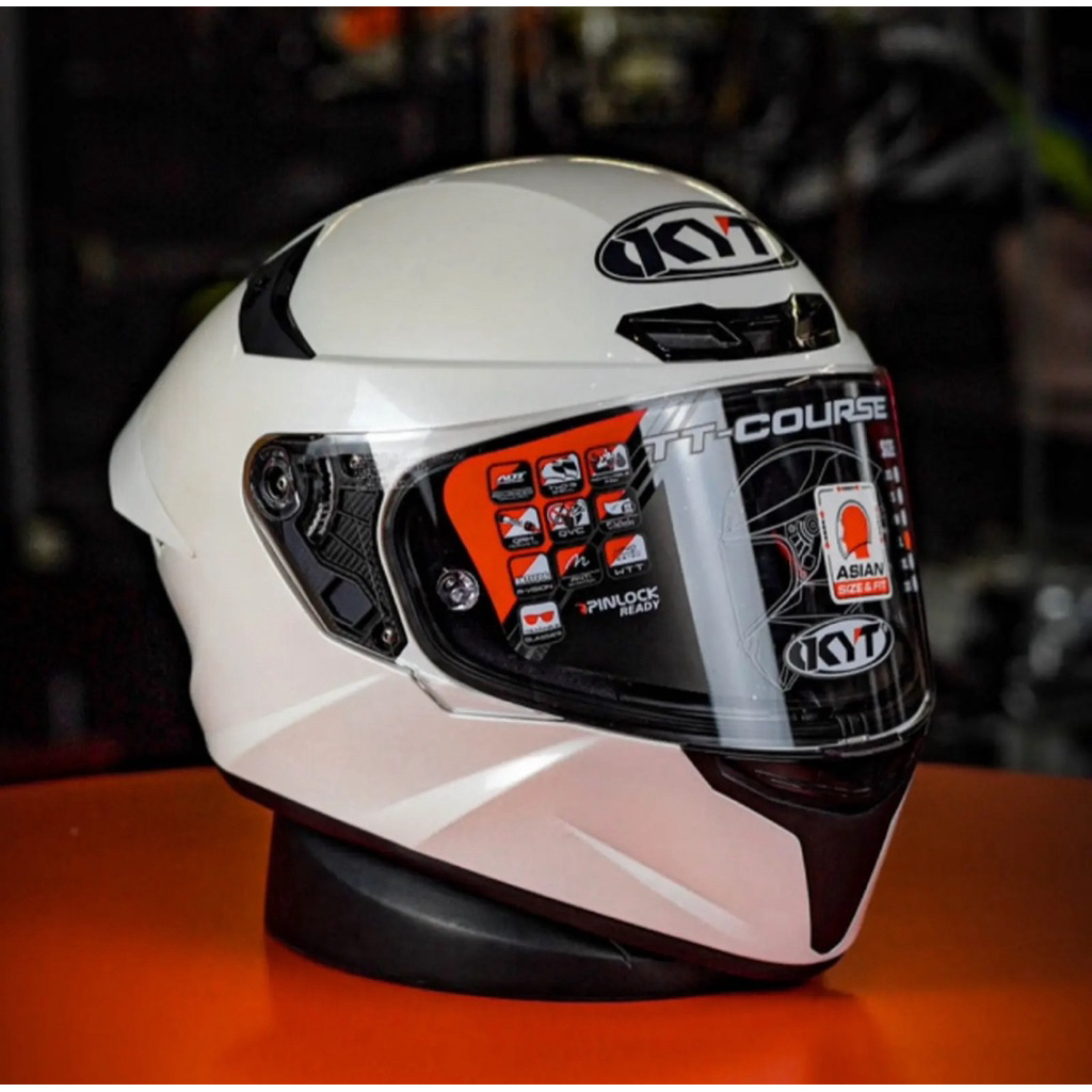 Helm KYT TT Course Solid White Pearl Fullface Putih Original