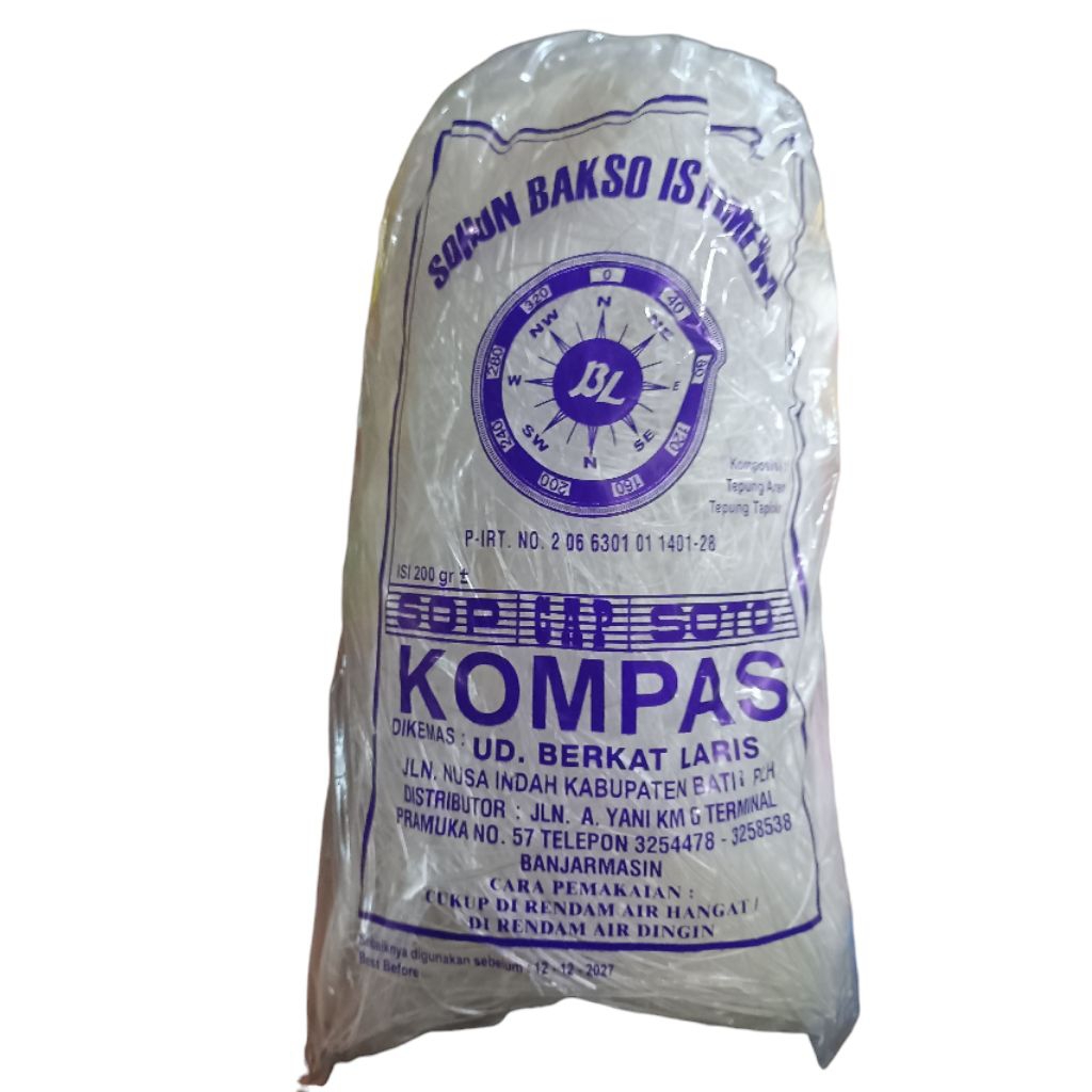 Sohun Bakso Soto Cap Kompas 250gr Asli Banjarmasin Soun Bihun Sohun Untuk Soto Bakso