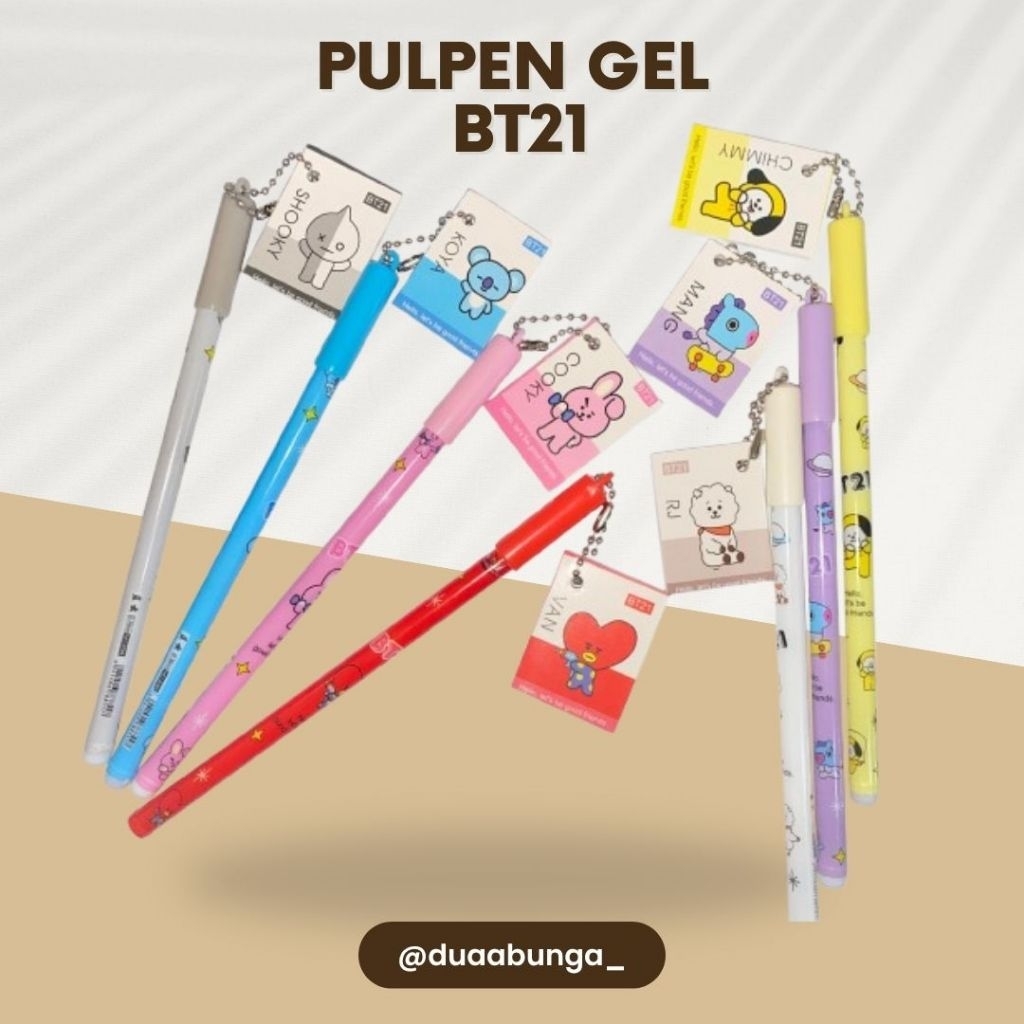 PULPEN GEL HITAM LUCU AESTHETIC MOTIF BT21