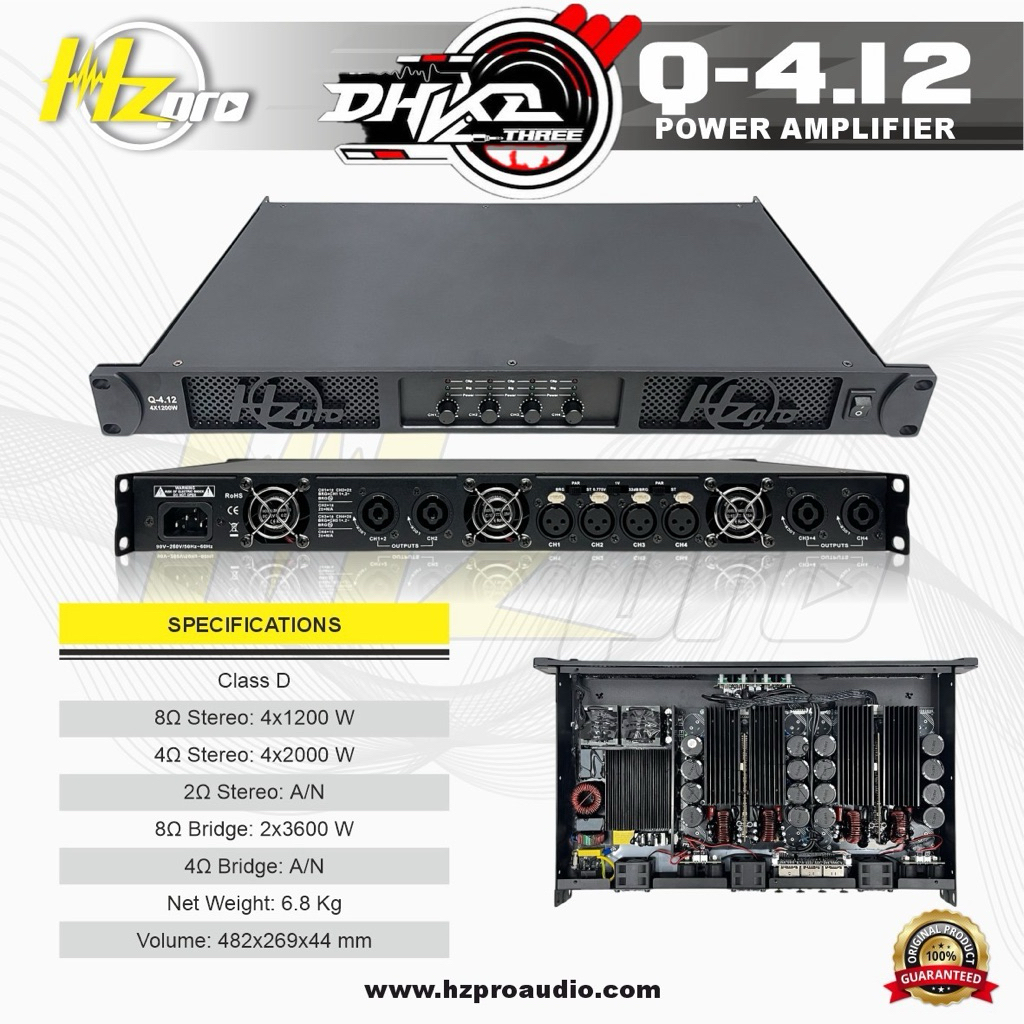 POWER AMPLIFIER HZPRO Q-4.12 CLASS D ORIGINAL BALAP VIRAL / Power Hz pro Q-4.12 4 channel Class D Or