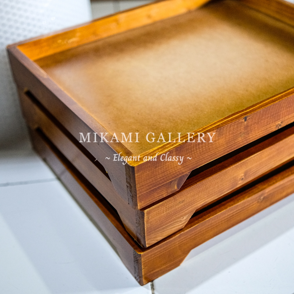 Baki Hantaran Akrilik / Baki Kayu Akrilik / Baki Rustic Seserahan / Nampan Seserahan Cokelat plitur