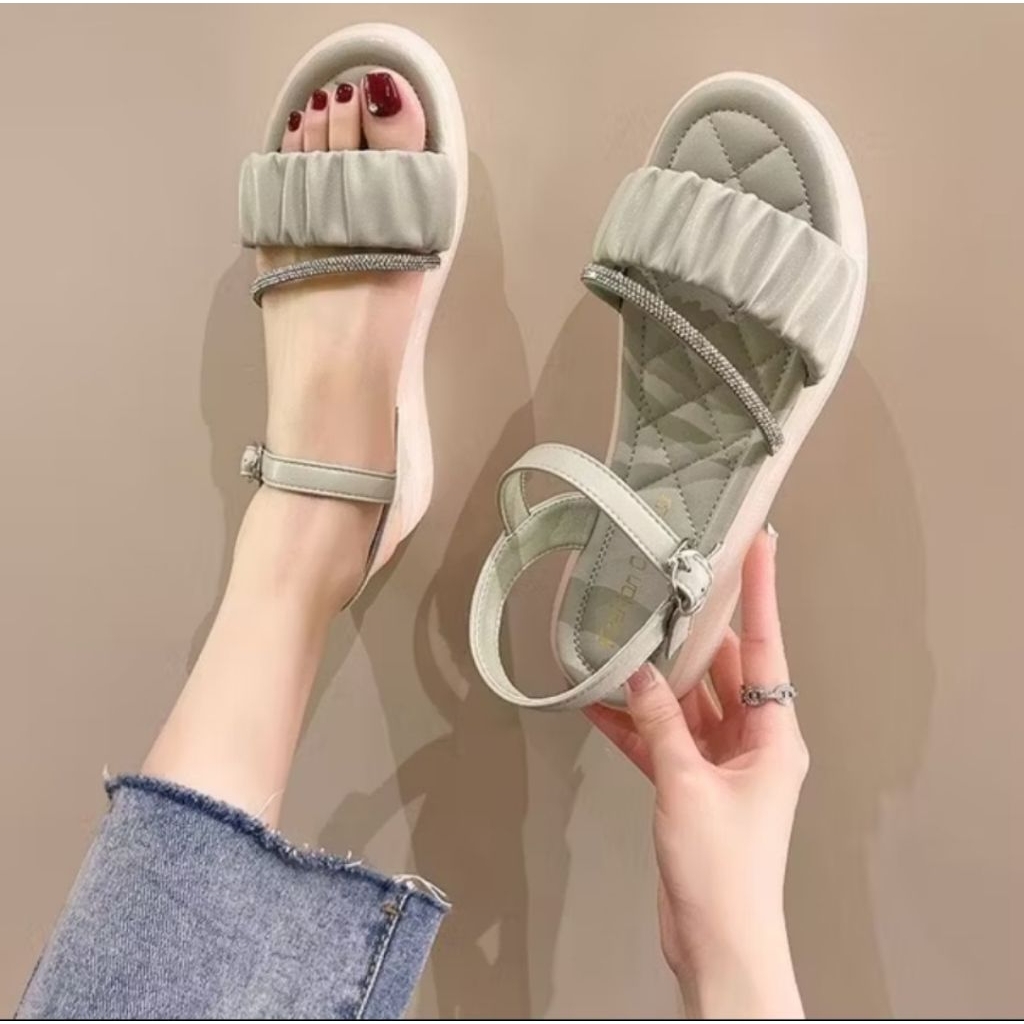 Sandal Wanita Sandal Tali Manik Korea Fashion Import