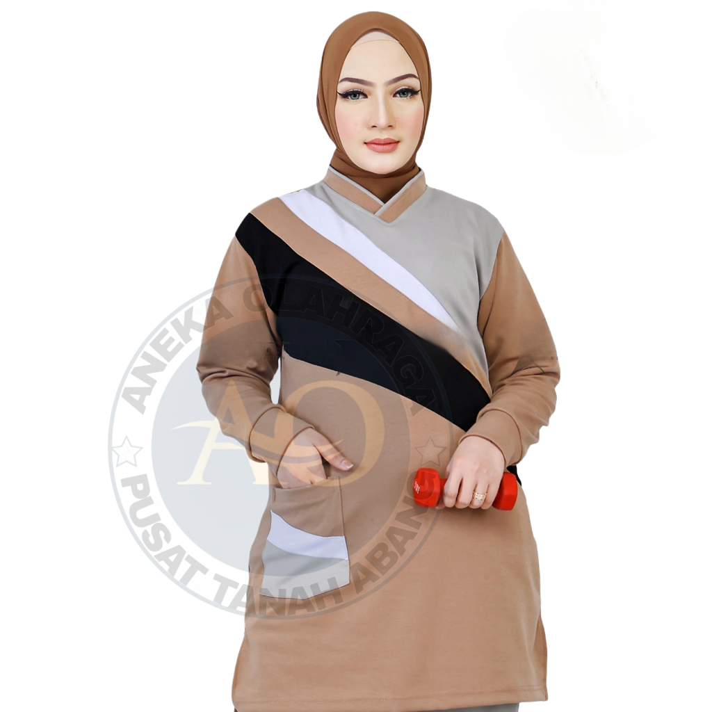 Baju Atasan Olahraga Senam Tunik Muslimah Dengan Bahan Spandek Pragon (Atasan saja)