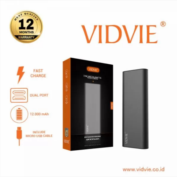 Powerbank Vidvie PB716 12000 MaH Lithium Original Garansi Resmi