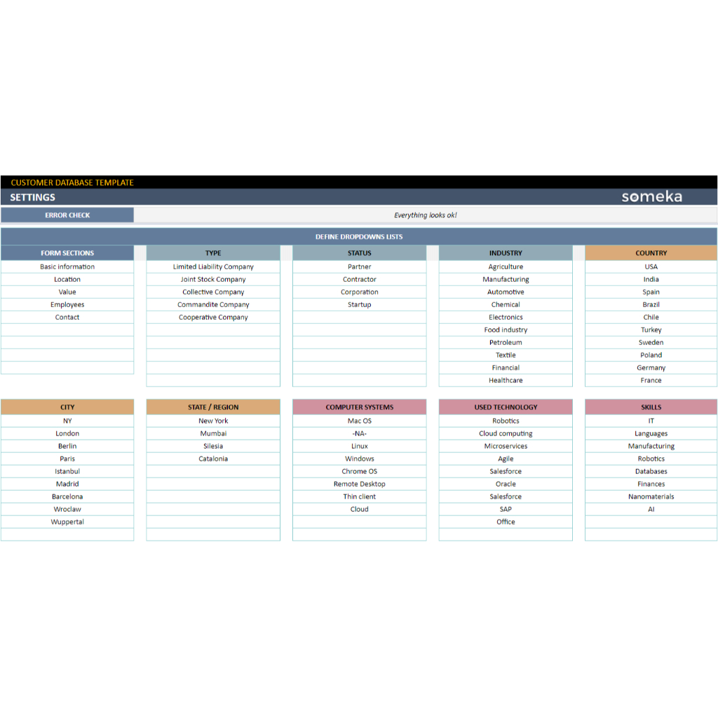 Customer Database Google Sheets Template