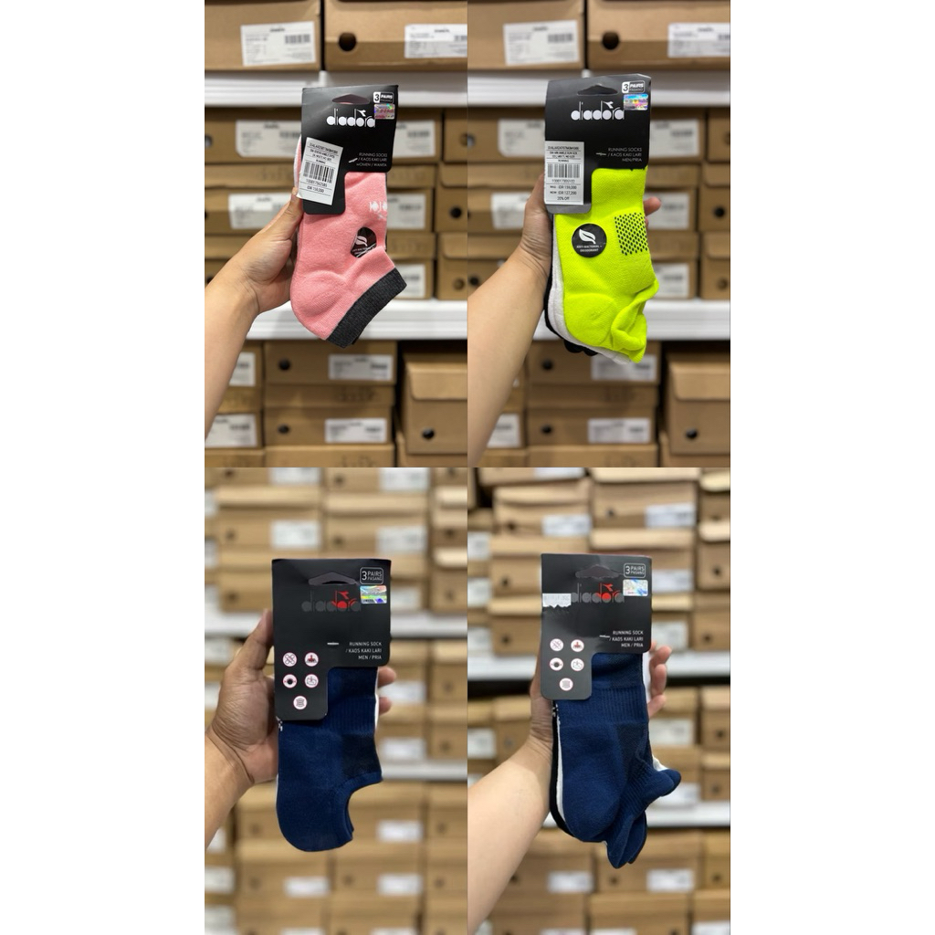 KAOS KAKI RUNNING WANITA PRIA UNISEX DIADORA SOCKS ANTI BACTERIAL 3PAIR ORIGINAL