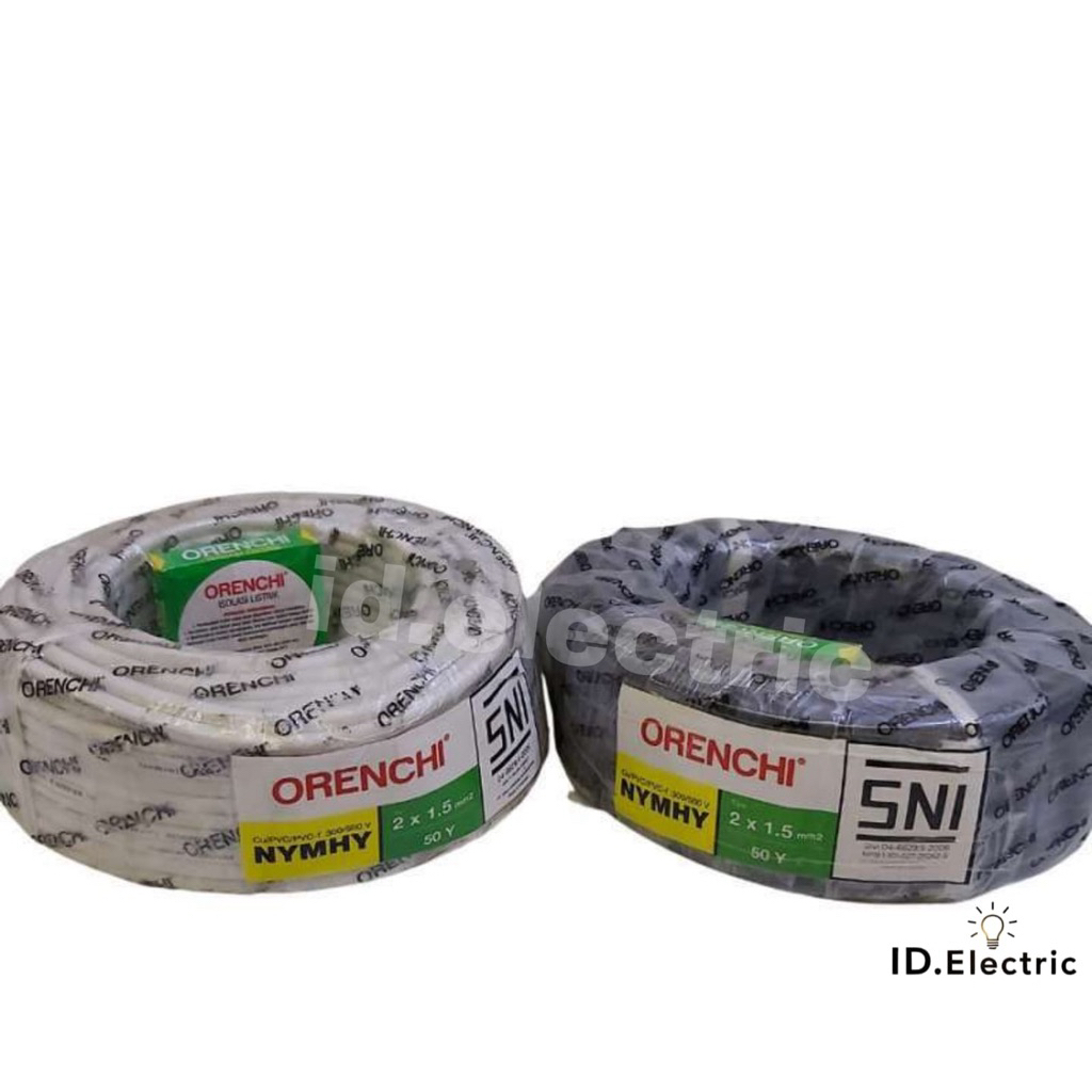 kabel NYMHY 2 x 1.5 ORENCHI - NYMHY 2 x 1.5 ORENCHI 50M Hitam-Putih Serabut