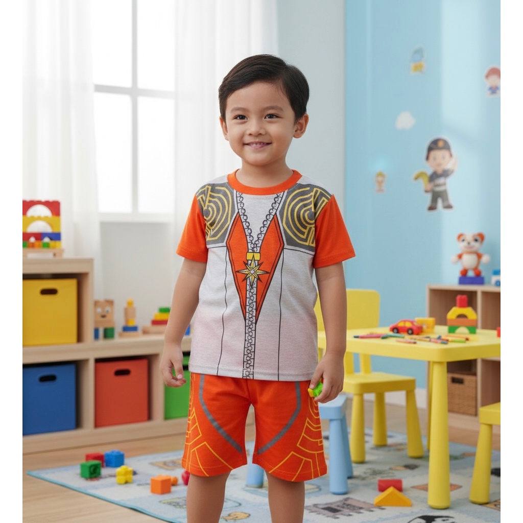 STELAN PENDEK BOBOIBOY SOLAR PAKAIAN ANAK COWOK BERGAMBAR BOBOIBOY SOLAR BAJU MOTIF BOBOIBOY
