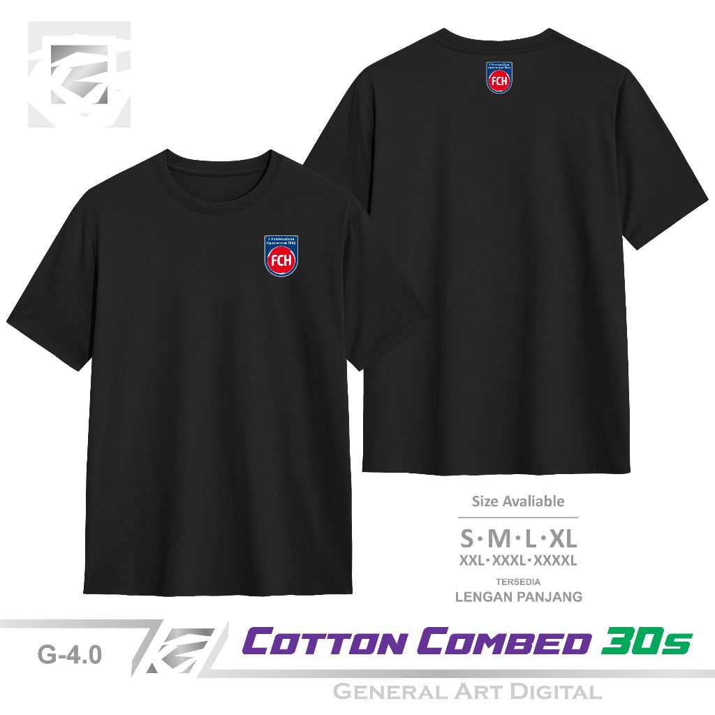 Baju Kaos Logo Club Bola Heidenheim T-Shirt Pria Wanita Premium 100% Katun Combed