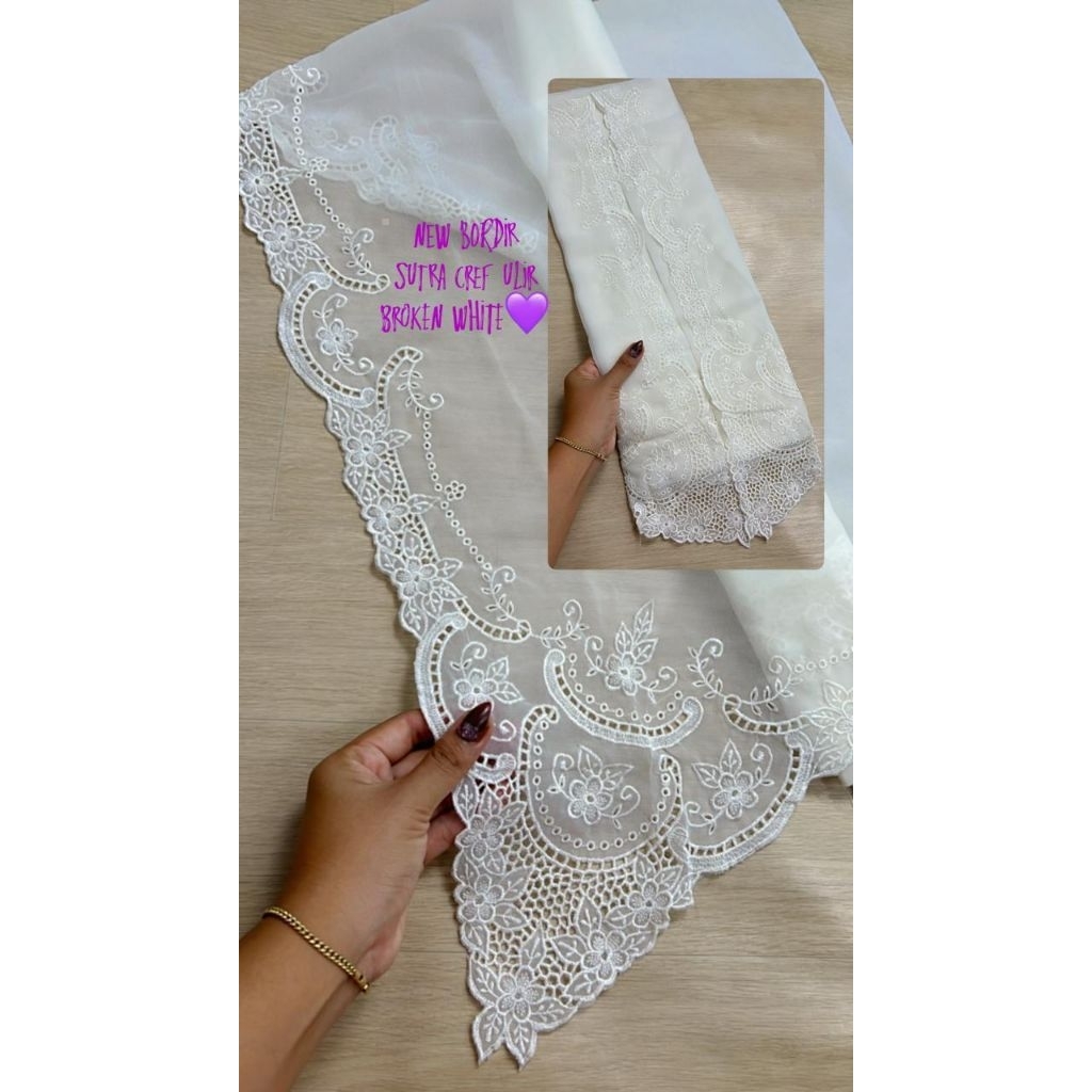 KAIN KEBAYA SUTRA CREPE BORDIR MOTIF KERAWANG