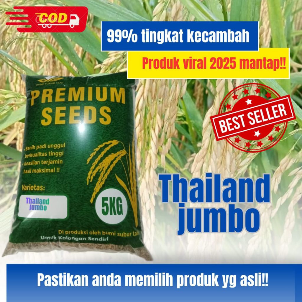 benih bibit padi unggul thailand jumbo original kemasan 5kg