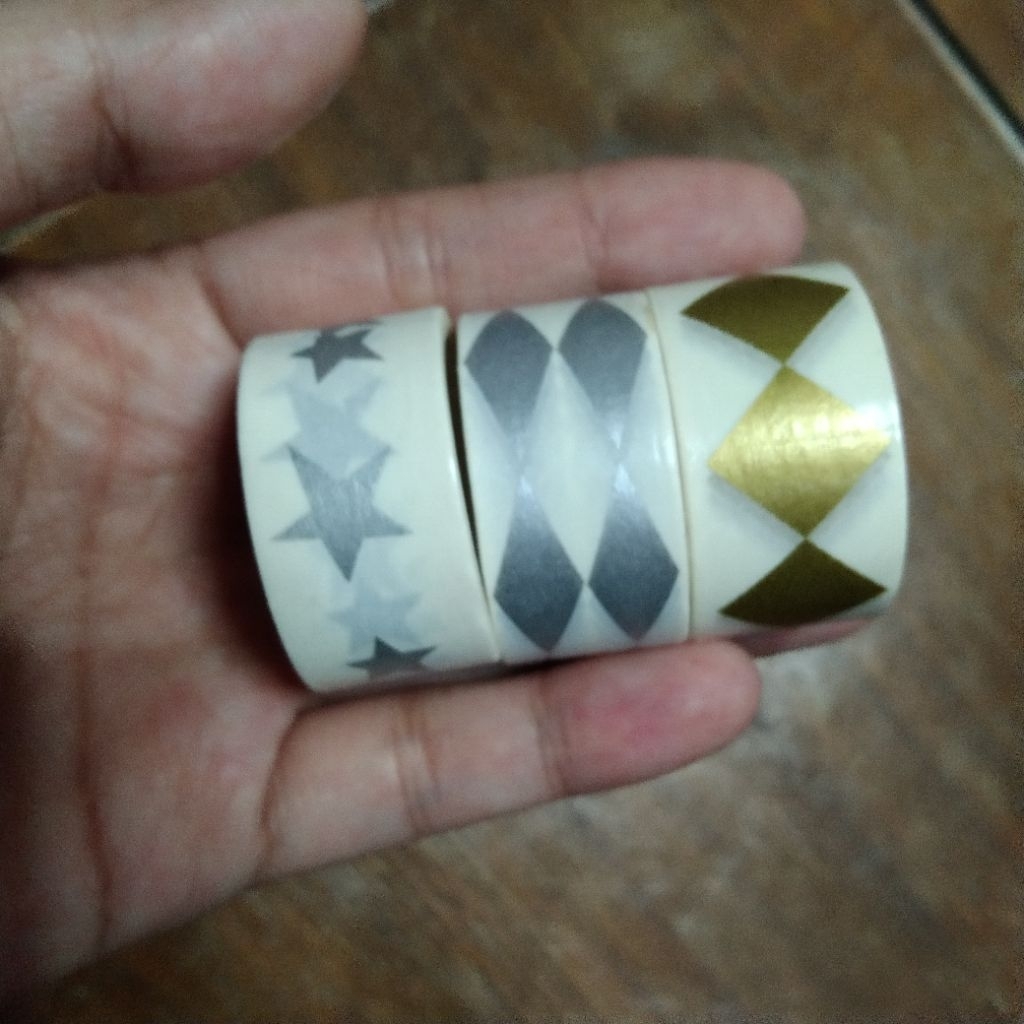 Washi tape motif bintang silver gold 1set 3pc selotip dekorasi isolasi natal scrap book