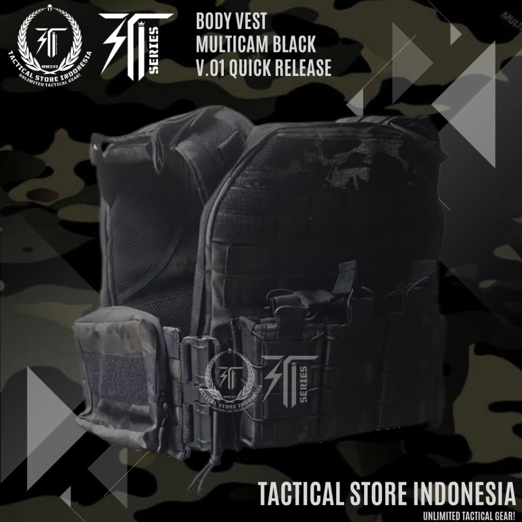 NEW PRODUCT Body Vest Multicam Black V.01 Quick Release - Bodyvest Tactical Rompi TNI POLRI
