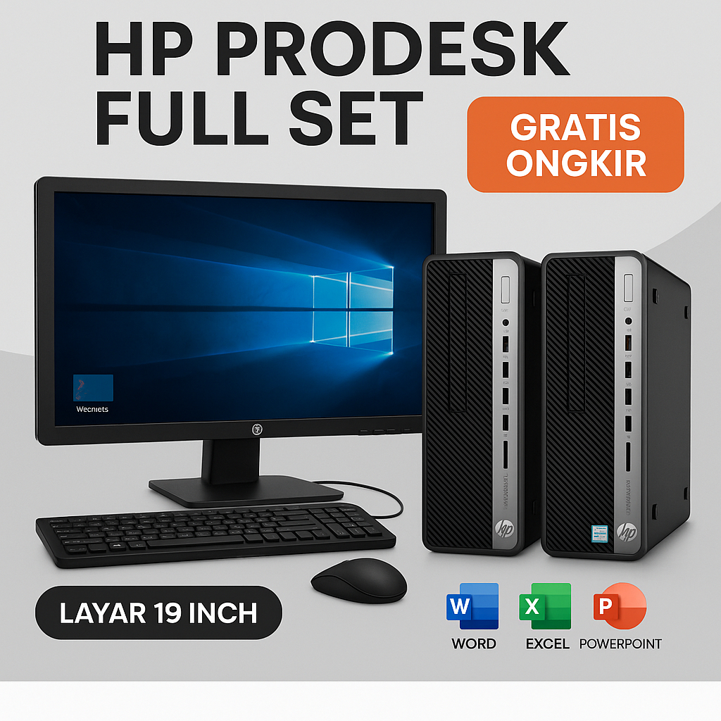 PC Fullset HP ProDesk Core i5 Gen 7th | Core i3 Gen 6th I RAM 8GB SSD 256GB  | Siap Pakai Kantoran, 