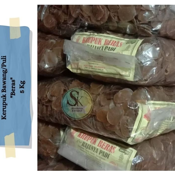 Kerupuk Beras 5 Kg / Kerupuk Puli Bawang Beras cap Rajanya Padi / Kerupuk Puli Beras / Kerupuk Makan