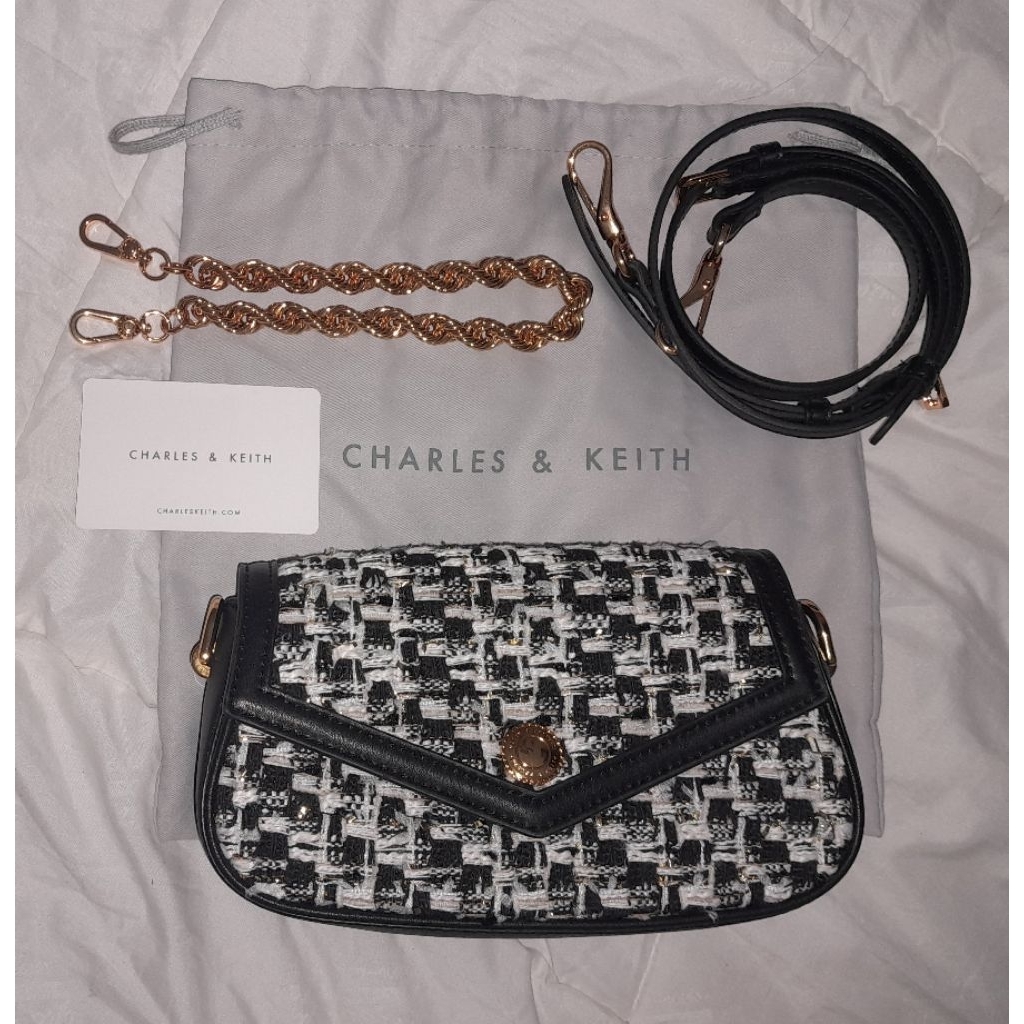Preloved Like New Tas Charles n Keith / Cnk Bag Tweed, Original Store